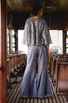 Shop_Sabe_Gray Silk, Net Sequins Sweetheart , Open Designer Cape And Pants Set _at_Aza_Fashions