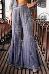 Shop_Sabe_Gray Silk, Net Sequins Sweetheart , Open Designer Cape And Pants Set _Online_at_Aza_Fashions