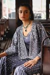 Buy_Sabe_Gray Silk, Net Sequins Sweetheart , Open Designer Cape And Pants Set 