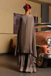 Shop_Sabe_Gray Silk Embroidery Designer Urja Fusion Cape And Bell Bottom Set _at_Aza_Fashions