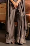 Sabe_Gray Silk Embroidery Designer Urja Fusion Cape And Bell Bottom Set _Online_at_Aza_Fashions