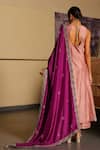 Shop_Sabe_Rose Gold Silk Embroidery V-neck Designer Jazba Kurta Set _at_Aza_Fashions