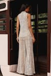Shop_Sabe_Gold Chinon, Chanderi Embroidery, Sequins V-neck Designer Chikankari Sharara Set _at_Aza_Fashions
