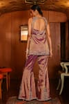 Shop_Sabe_Purple Tissue Embroidery, Sequins, Beads V-neck, Designer Aarohi Sharara Set _at_Aza_Fashions