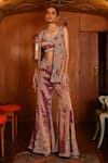 Buy_Sabe_Purple Tissue Embroidery, Sequins, Beads V-neck, Designer Aarohi Sharara Set _at_Aza_Fashions