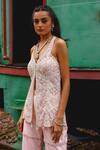 Shop_Sabe_Pink Silk, Net Embroidery V-neck Designer Soft Sharara Set _Online_at_Aza_Fashions