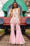 Buy_Sabe_Pink Silk, Net Embroidery V-neck Designer Soft Sharara Set _at_Aza_Fashions