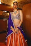 Buy_Sabe_Rust Silk Sequins, Embroidery, Beads Round And Royal Blue Designer Lehenga Set _Online_at_Aza_Fashions