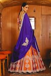 Shop_Sabe_Rust Silk Sequins, Embroidery, Beads Round And Royal Blue Designer Lehenga Set _at_Aza_Fashions