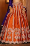 Sabe_Rust Silk Sequins, Embroidery, Beads Round And Royal Blue Designer Lehenga Set _at_Aza_Fashions