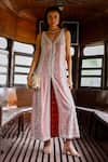 Buy_Sabe_Pink Chanderi Embroidery V-neck Designer Zeenat Kurta Set _at_Aza_Fashions