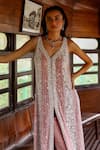 Buy_Sabe_Pink Chanderi Embroidery V-neck Designer Zeenat Kurta Set 