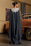 Shop_Sabe_Charcoal Silk Beads, Pearls Round Neck Designer Safar Dress _at_Aza_Fashions
