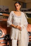 Sabe_Ivory Net, Georgette Sequins, Embroidery Round Neck Designer Sharara Set _Online_at_Aza_Fashions