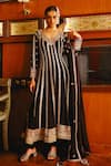 Shop_Sabe_Black Georgette Sequins, Embroidery V-neck Designer Fiza Anarkali Set _at_Aza_Fashions