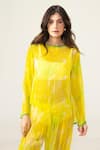 REENA SHARMA_Yellow Viscose, Chiffon Round Neck Alina Top And Pants Set _Online_at_Aza_Fashions