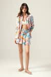 Shop_REENA SHARMA_Multi Color Viscose, Chiffon Collared Zoe Co-ord Set _Online_at_Aza_Fashions