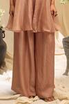 Ekru_Pink Organza, Silk, Linen, Satin, Bamboo Golden Cloud Jacket Co-ord Set _Online_at_Aza_Fashions