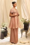 Shop_Ekru_Pink Organza, Silk, Linen, Satin, Bamboo Golden Cloud Jacket Co-ord Set _Online_at_Aza_Fashions