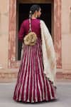 Shop_Etasha by Asha Jain_Magenta Silk Sequins Round , Plunge Textured Anarkali Set _at_Aza_Fashions