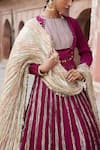 Shop_Etasha by Asha Jain_Magenta Silk Sequins Round , Plunge Textured Anarkali Set _Online_at_Aza_Fashions