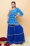 Buy_Sajeda A Lehry_Blue Silk, Georgette Sequins, Embroidery One Miraya Kurta And Sharara Set _at_Aza_Fashions
