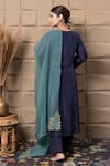Shop_LABEL FLAMINGO BY VRINDA_Blue Cotton, Silk Zari, Metallic Thread, Embroidery Split Zardozi Kurta Set _at_Aza_Fashions