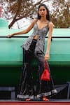 Buy_Sabe_Black Net Embroidery Scoop Neck Designer Peplum Top And Bell Bottom Pant _at_Aza_Fashions