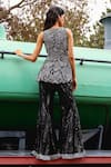Shop_Sabe_Black Net Embroidery Scoop Neck Designer Peplum Top And Bell Bottom Pant _at_Aza_Fashions