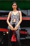 Buy_Sabe_Black Net Embroidery Scoop Neck Designer Peplum Top And Bell Bottom Pant _Online_at_Aza_Fashions