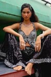 Shop_Sabe_Black Net Embroidery Scoop Neck Designer Peplum Top And Bell Bottom Pant _Online_at_Aza_Fashions