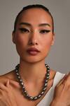Shop_Anaash_Gray Statement Ovals Necklace _at_Aza_Fashions