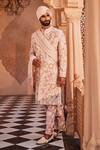 Yajy By Aditya Jain_Rose Gold Sequins, Embroidery Designer Dawn Sherwani Set _at_Aza_Fashions