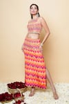 Buy_Sajeda A Lehry_Multi Color Silk, Crepe Embroidery Round Neck Hand Crop Top And Skirt _at_Aza_Fashions