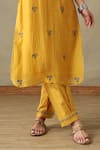 Buy_Tashee_Yellow Chanderi, Cotton Embroidery Round Neck Kurta With Pant Set _Online_at_Aza_Fashions