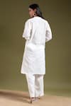 Shop_Tashee_White Linen Mandarin Collar Ivory Kurta With Pant _at_Aza_Fashions