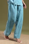 Buy_Tashee_Blue Linen Mandarin Collar Powder Shirt And Pant Set _Online_at_Aza_Fashions