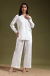 Buy_Tashee_Ivory Linen Mandarin Collar Shirt And Pant Coord Set _at_Aza_Fashions