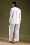 Shop_Tashee_Ivory Linen Mandarin Collar Shirt And Pant Coord Set _at_Aza_Fashions