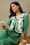 Buy_Tashee_Green Cotton Embroidery Round Neck, Slub Kurta Set 