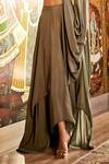 Buy_Sahil Kochhar_Green Viscose, Crepe Sequins Round Neck Designer Zaira Draped Top And Skirt Set _Online_at_Aza_Fashions