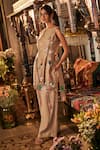 Buy_Sahil Kochhar_Beige Organza, Crepe Embroidery Round Neck Designer Floral Kurta Pant Set _at_Aza_Fashions
