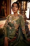 Sahil Kochhar_Green Organza, Viscose Embroidery, Beads, Sequins Round Neck Kurta And Sharara Set _Online_at_Aza_Fashions