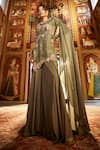 Buy_Sahil Kochhar_Green Organza, Viscose Embroidery, Beads, Sequins Round Neck Kurta And Sharara Set _at_Aza_Fashions