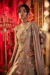 Sahil Kochhar_Beige Organza Embroidery Round Neck Designer Gown _Online_at_Aza_Fashions