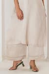 Buy_Saahiil Kapoor_Cream Linen, Satin Embroidery Round Neck Champagne Kurta And Pant Set _Online_at_Aza_Fashions