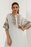 Shop_Saahiil Kapoor_Mint Linen, Satin Embroidery Round Neck Kurta And Pant Set _Online_at_Aza_Fashions