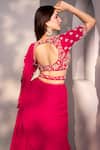 Dajwaree_Pink Georgette Embroidery, Sequins Round Neck Designer Saree Set _Online_at_Aza_Fashions