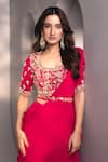 Shop_Dajwaree_Pink Georgette Embroidery, Sequins Round Neck Designer Saree Set 