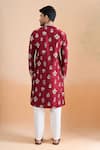 Shop_Arihant Rai Sinha_Maroon Cotton Embroidery, Sequins Thread Printed Kurta Set _at_Aza_Fashions